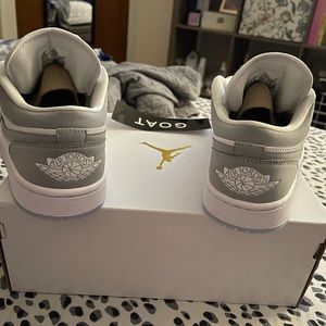 Womens White Wolf Grey AJ 1 lows